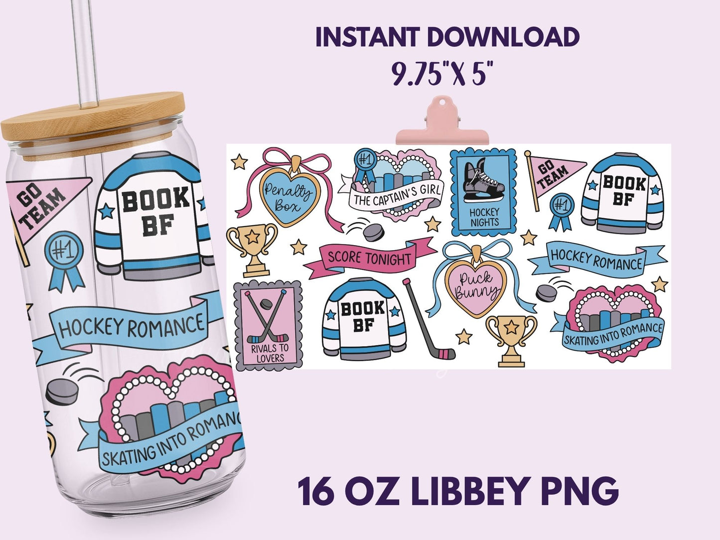 Hockey Romance Reader 16 oz Libbey Cup Wrap, Bookish Designs