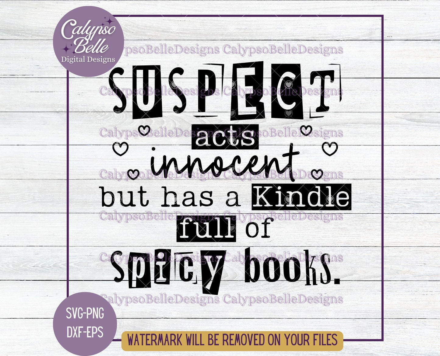 Suspect Acts Innocent but has a Kindle full of Spicy Books, Bookish Design