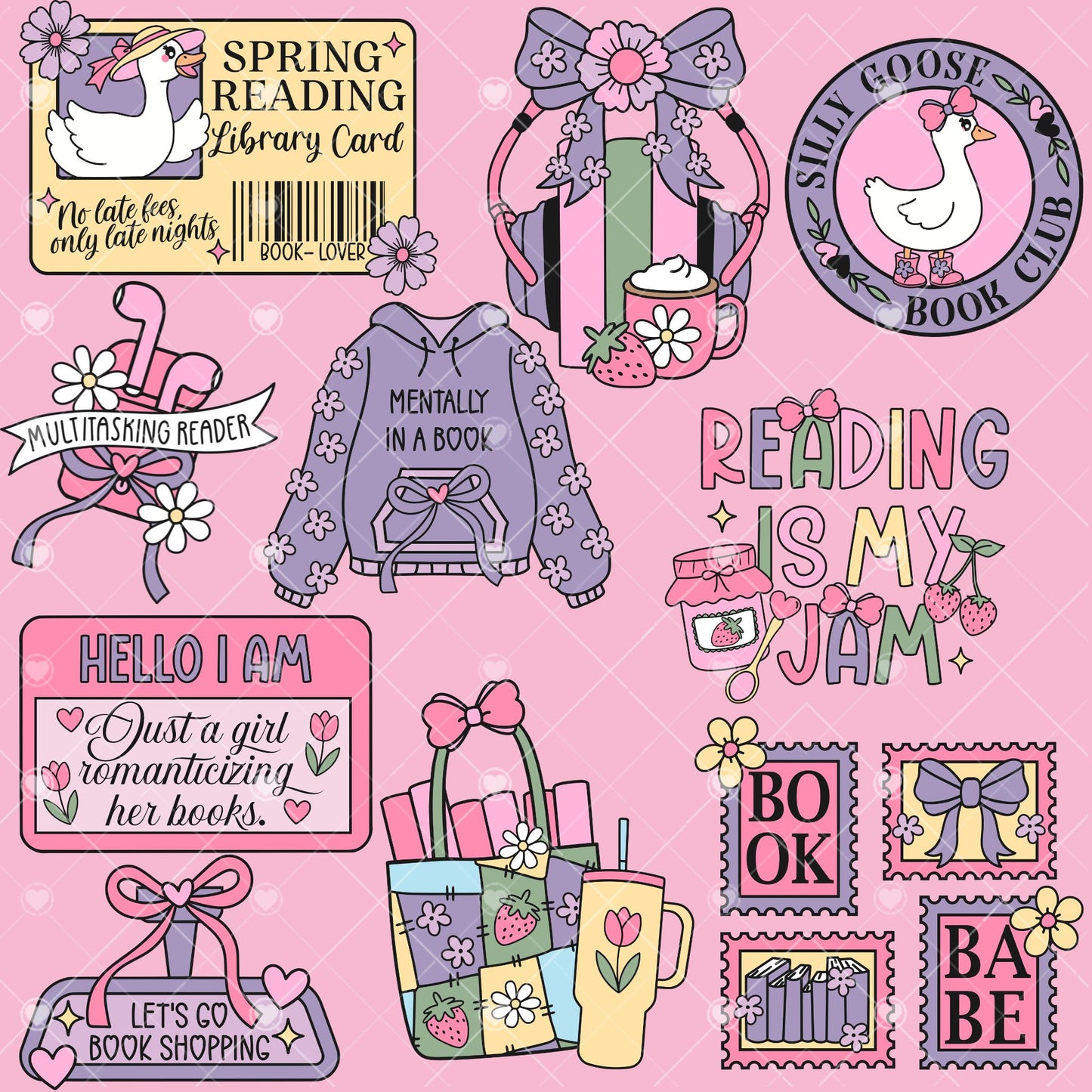 Sweet Bookish Spring Bundle, Bookish Designs