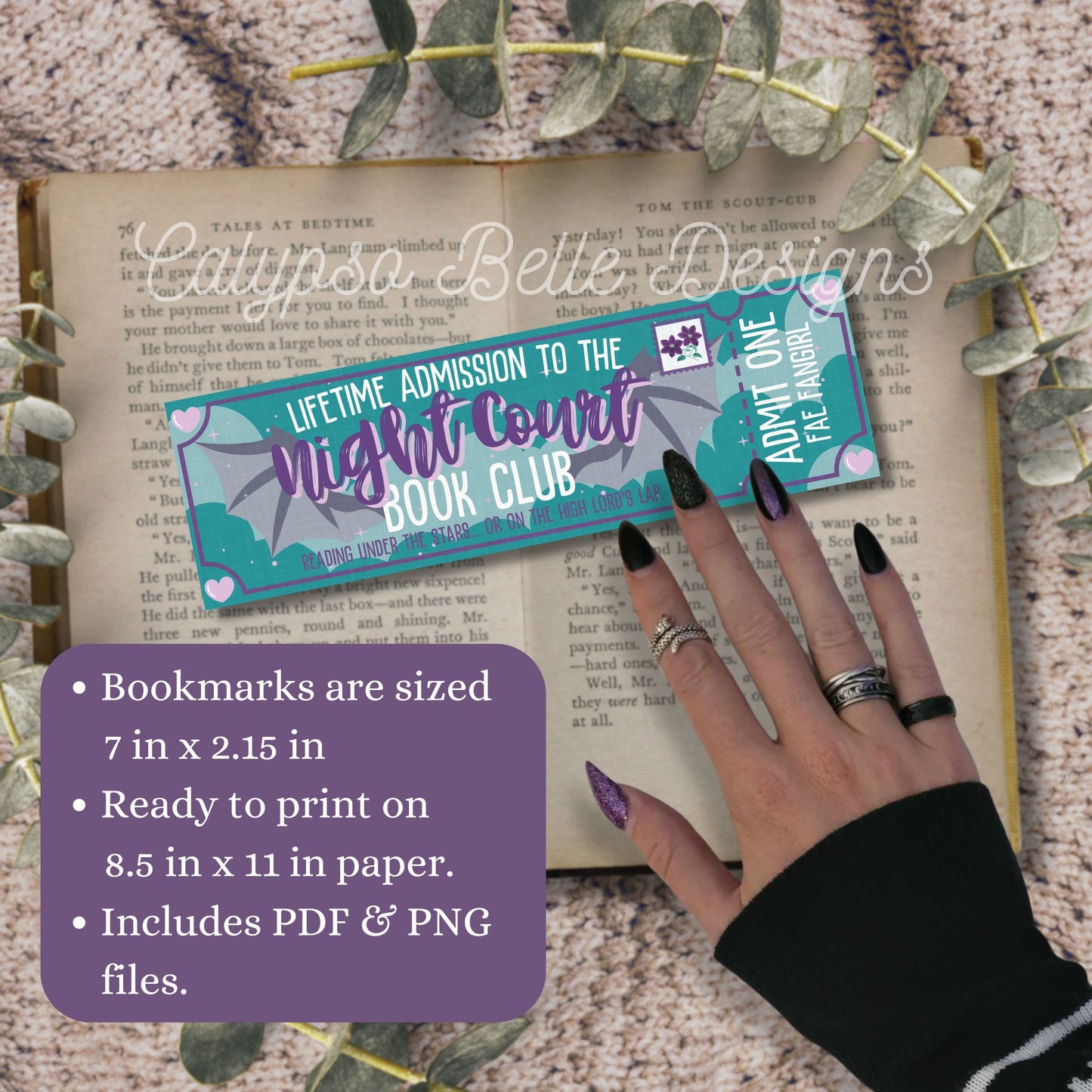 Night Court, Fantasy Admit One Book Club Printable Bookmark (Copy)