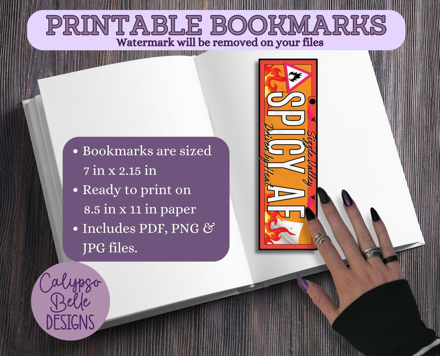 Spicy AF, License Plate Printable Bookmark