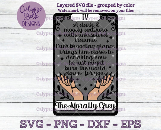 The Morally Grey Definition Tarot Card, Bookish Design