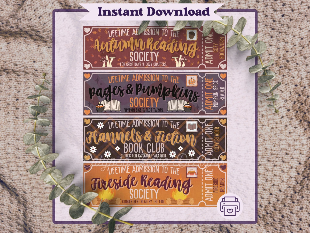 Admit One Autumn Reading Book Club Printable Bookmarks