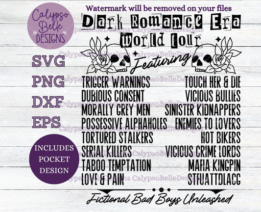 Dark Romance Era World Tour, Bookish World Tour, Bad Boys, Bookish Design