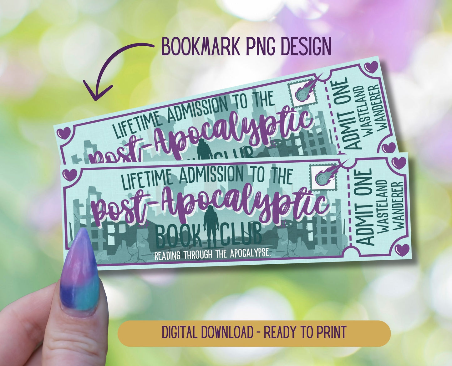 Post-Apocalyptic Admit One Book Club Printable Bookmark