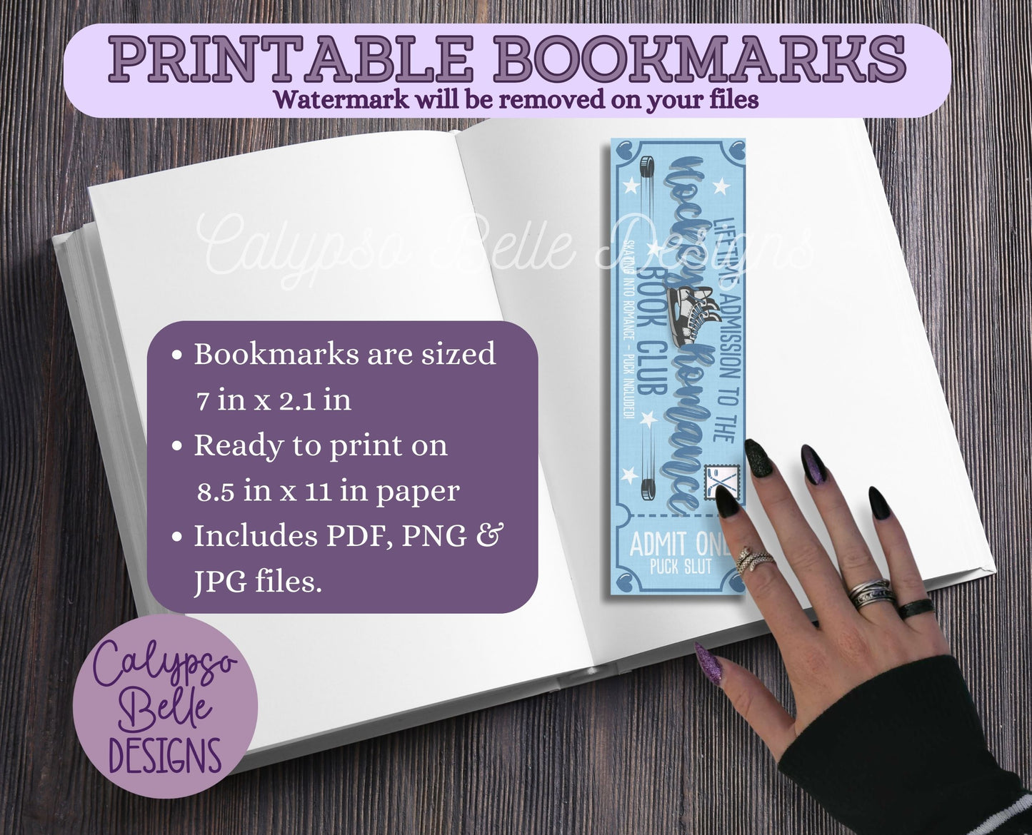 Hockey Romance Admit One Book Club Printable Bookmarks