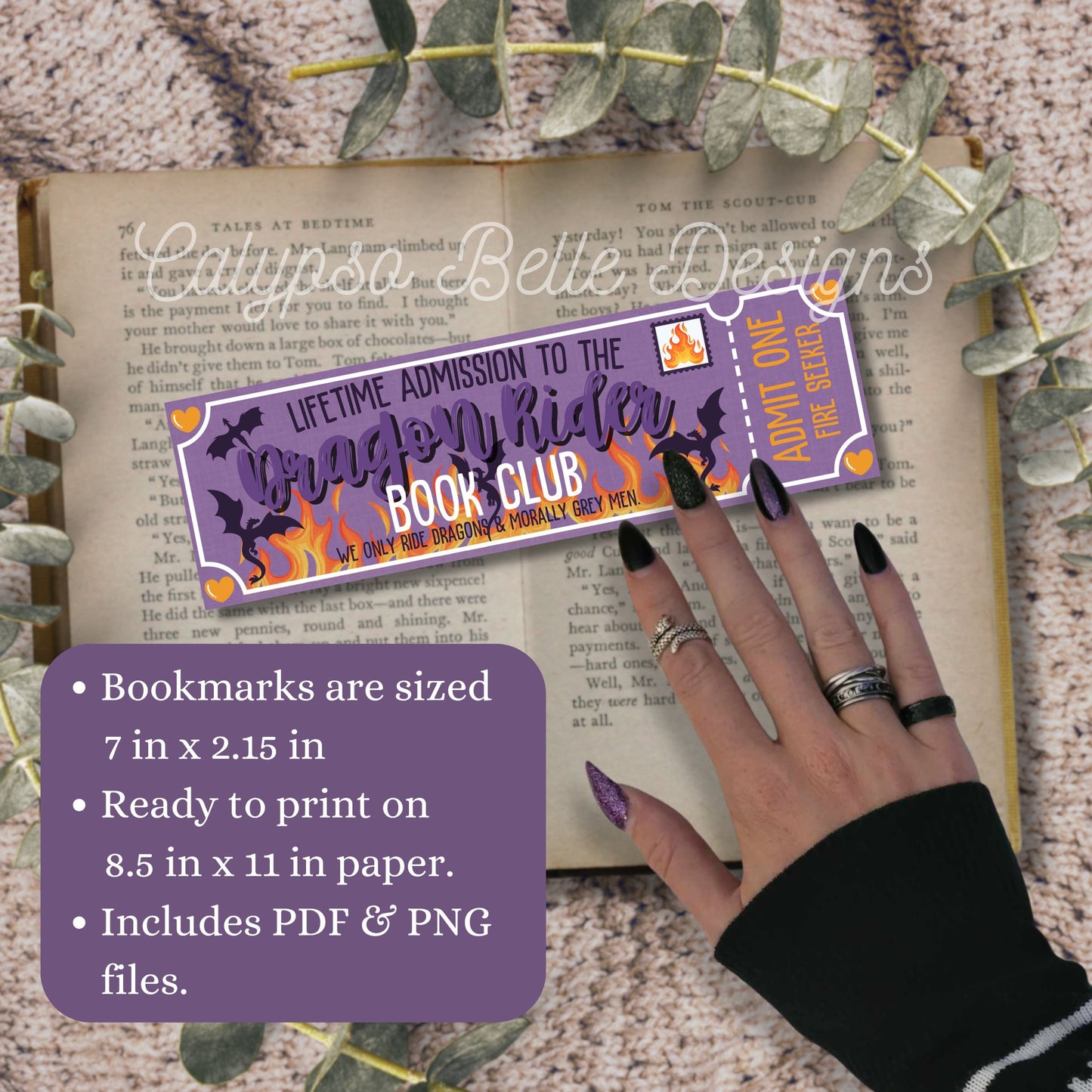 Admit One Fantasy Romance Book Club Printable Bookmarks