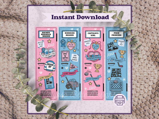 Hockey Romance Lockers Bookmark Bundle, Printable Bookmarks Bundle