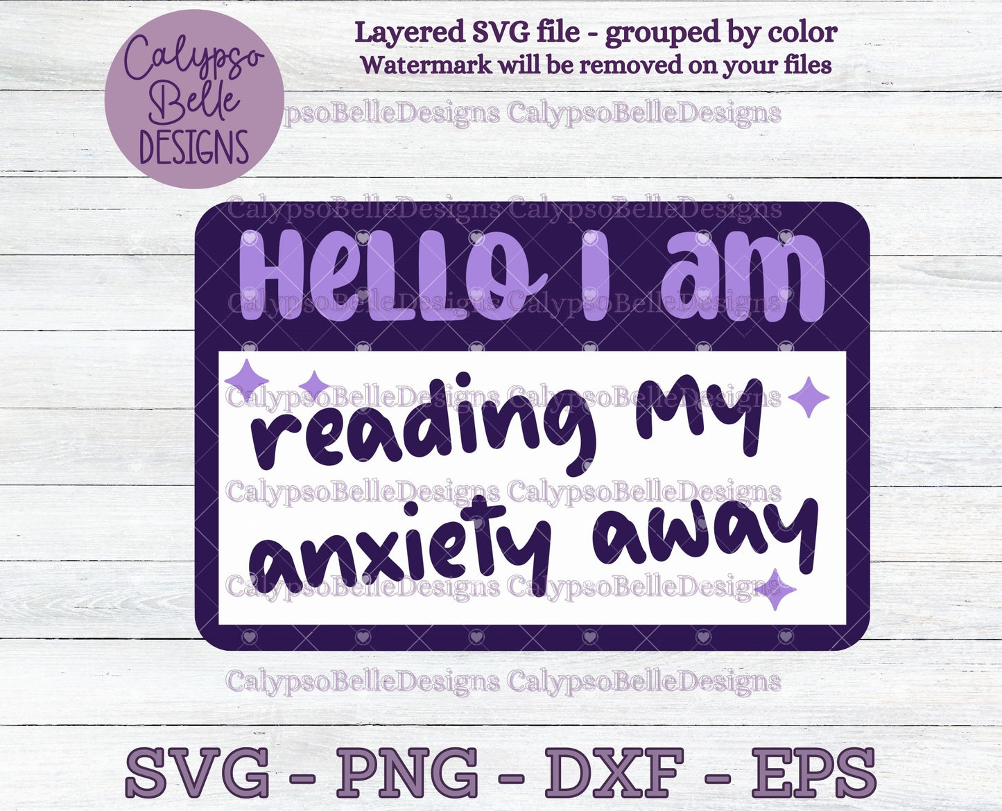 Hello I am Reading my Anxiety Away Name Tag Design