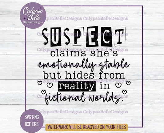 Suspect claims she's emotionally stable but hides from reality in fictional worlds, Bookish Design