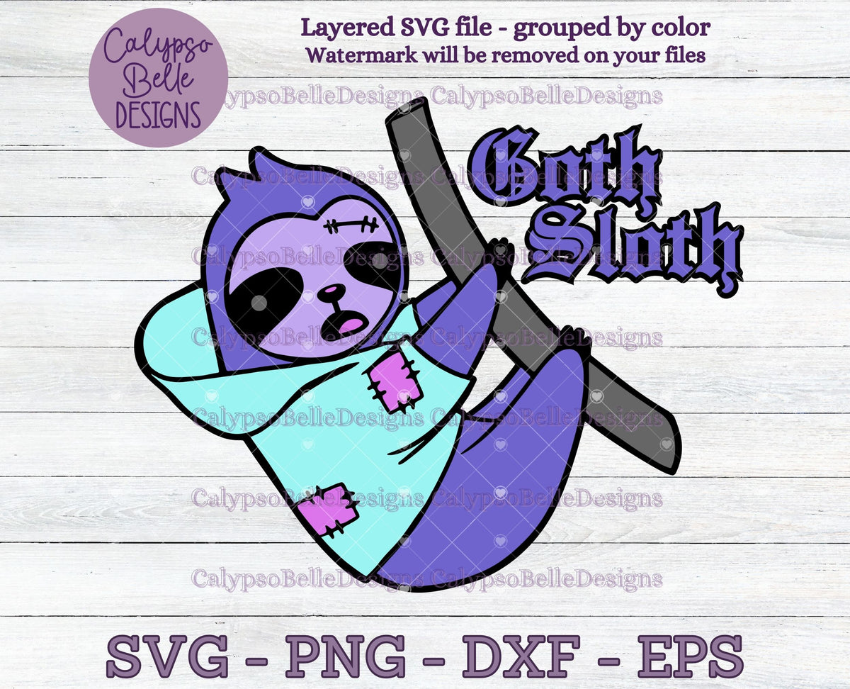 Goth Sloth, Gothic Emo Design – Calypso Belle Digital Designs