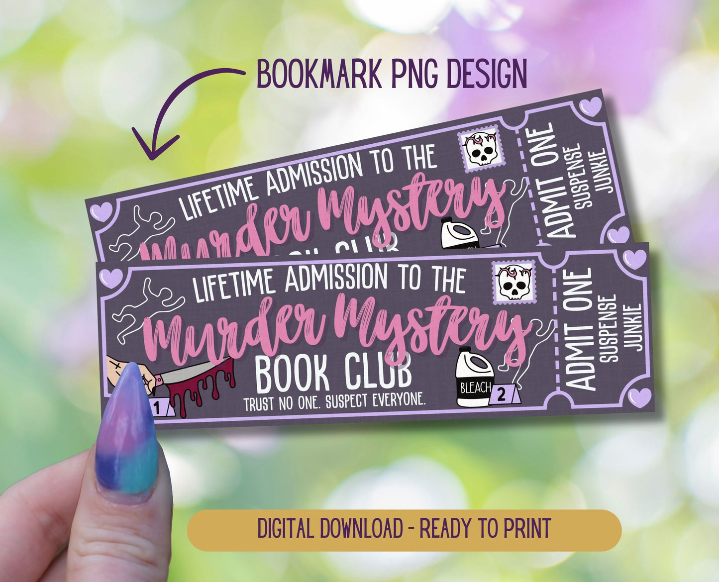 Murder Mystery Admit One Book Club Printable Bookmark