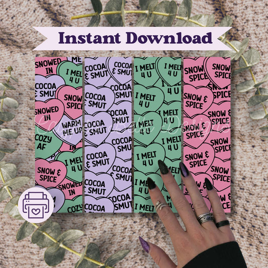 Bookish Winter Hearts Printable Bookmarks Bundle