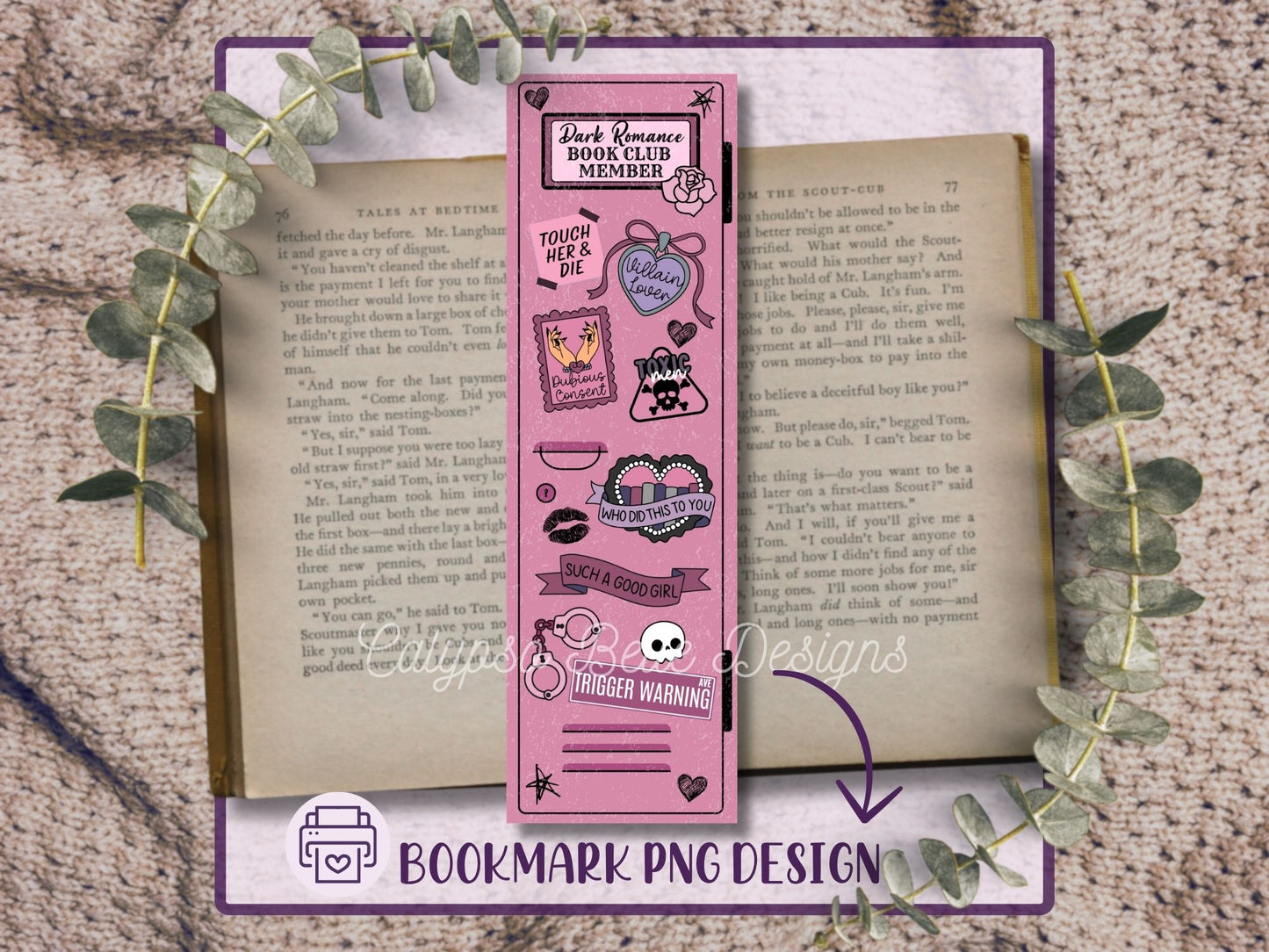 Dark Romance Lockers Bookmark Bundle, Printable Bookmarks Bundle