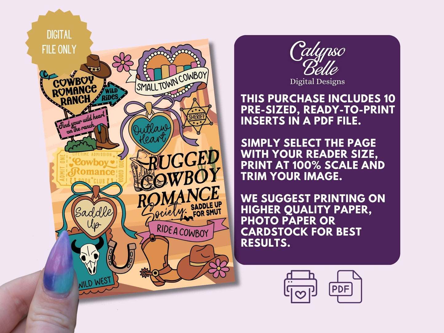 Cowboy Romance, Printable Kindle & Kobo Insert