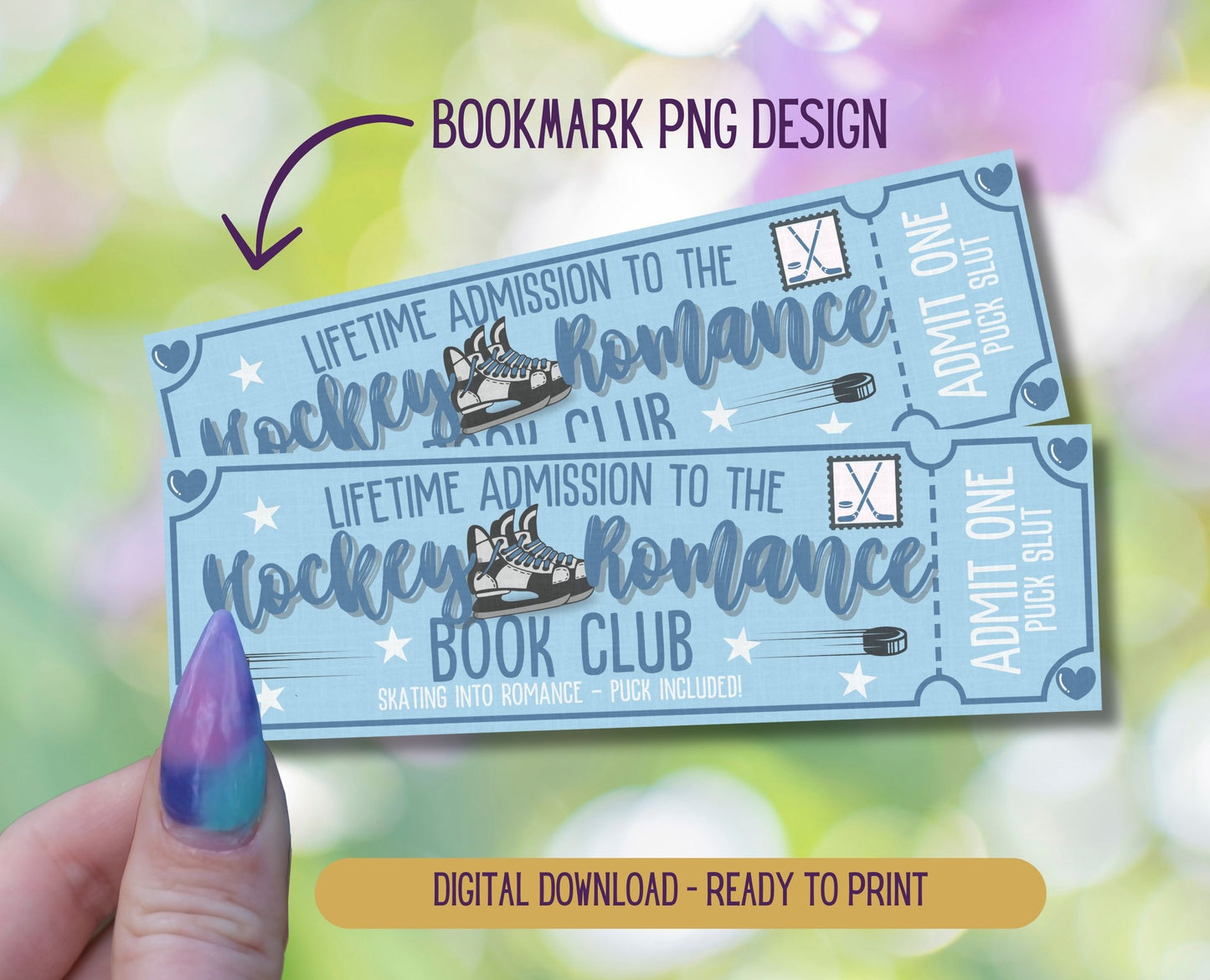 Hockey Romance Admit One Book Club Printable Bookmarks