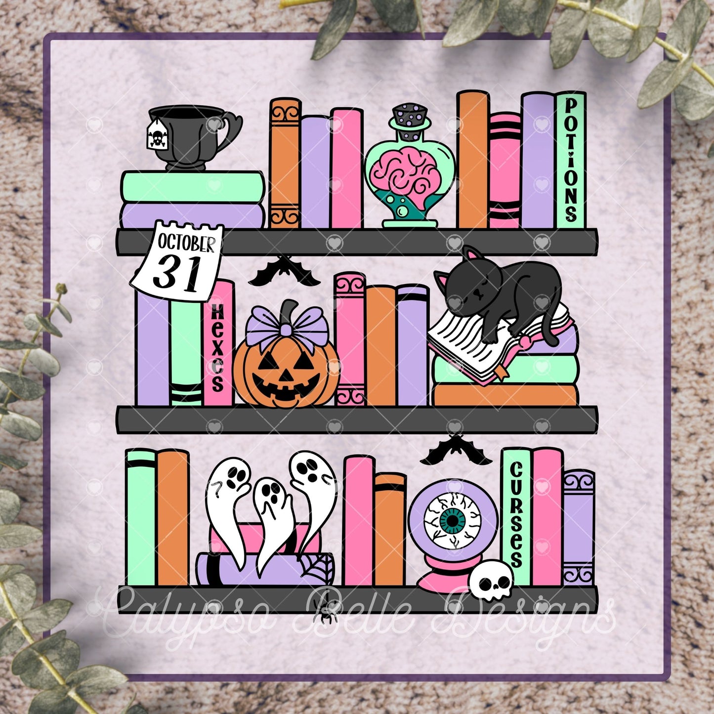 Witch Bookshelf, Spooky Bookish, Halloween Design