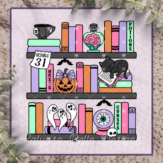 Witch Bookshelf, Spooky Bookish, Halloween Design