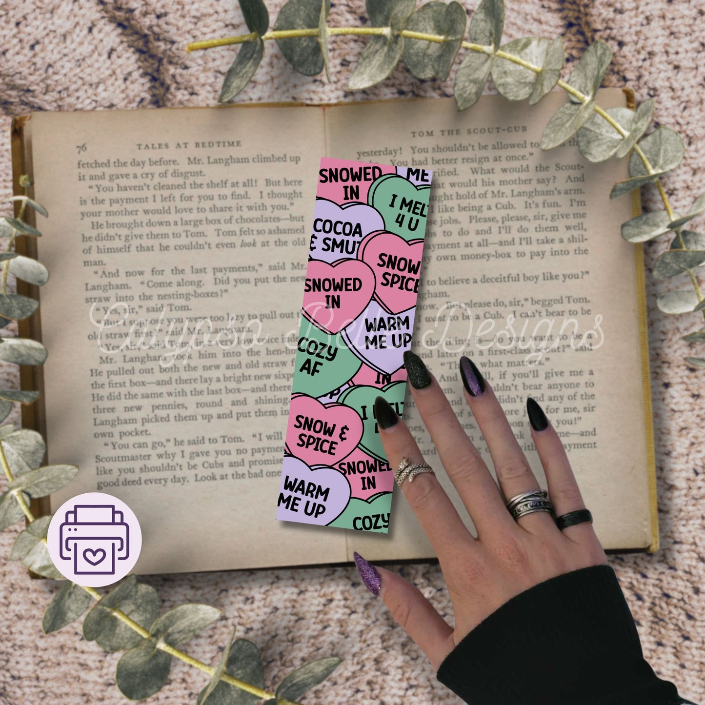Bookish Winter Hearts Printable Bookmarks Bundle