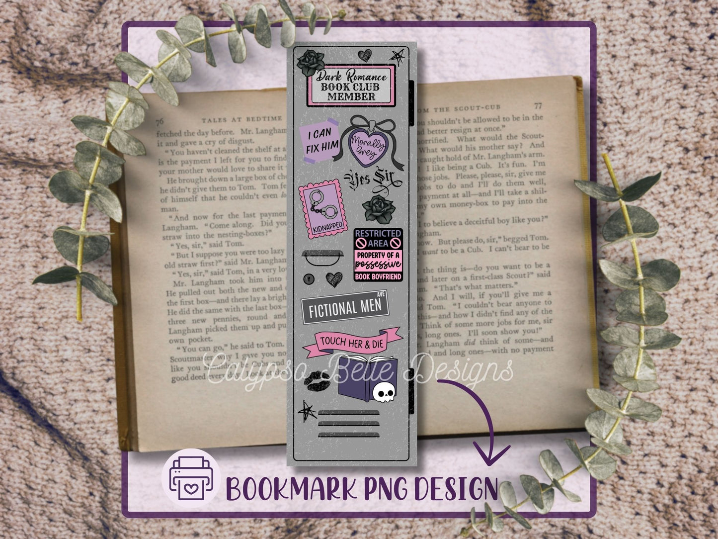 Dark Romance Lockers Bookmark Bundle, Printable Bookmarks Bundle