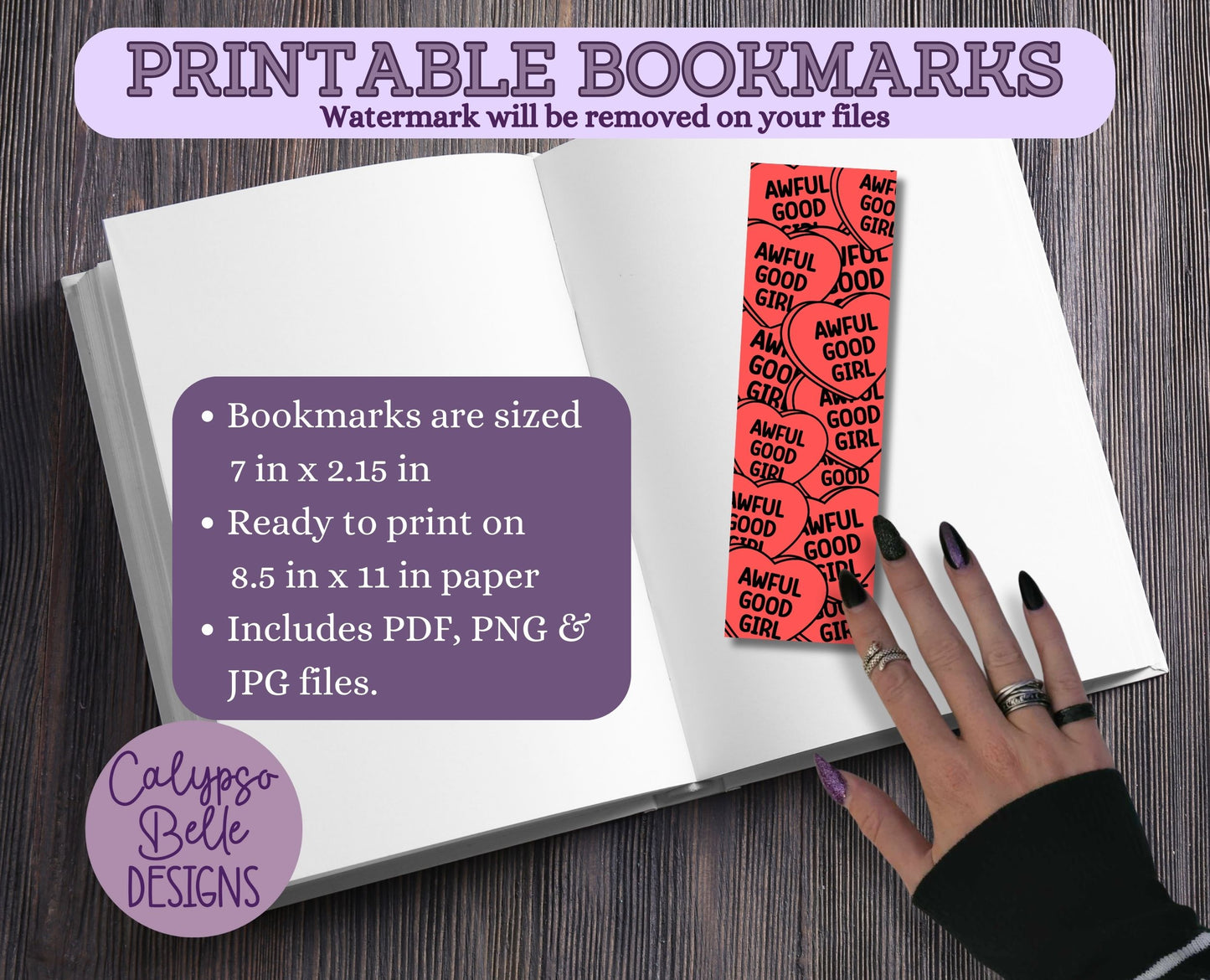 Bookish Christmas Hearts Printable Bookmarks Bundle