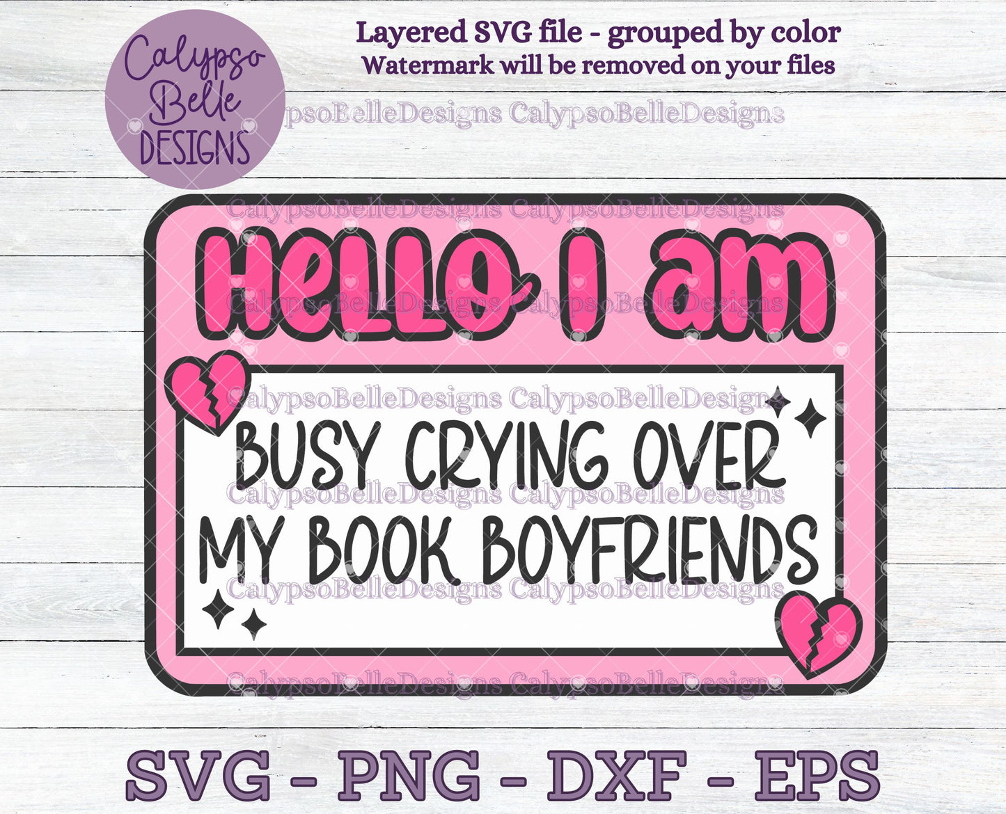 Hello I am busy crying over book boyfriends Name Tag, Bookish Design