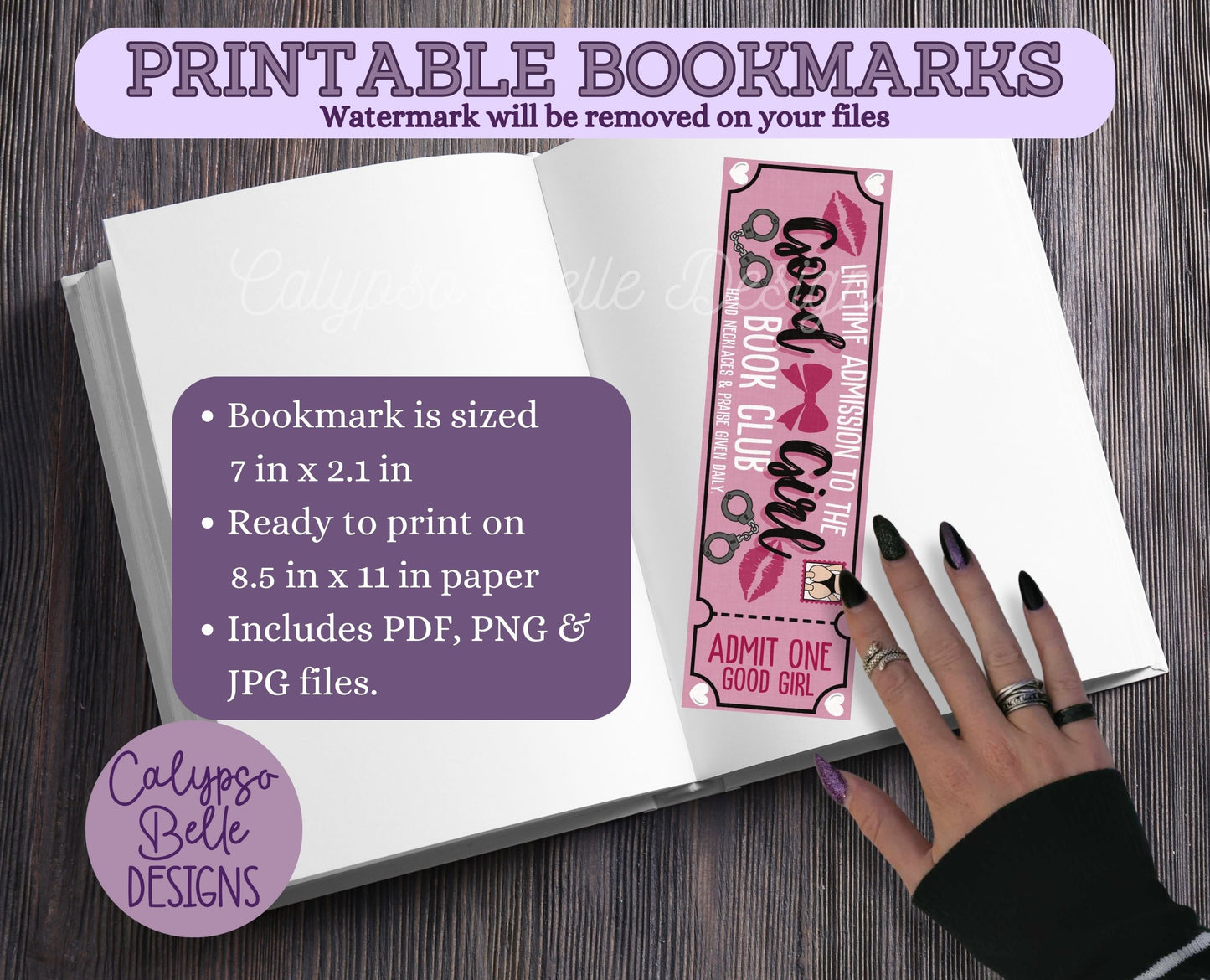 Good Girl Admit One Book Club Printable Bookmark