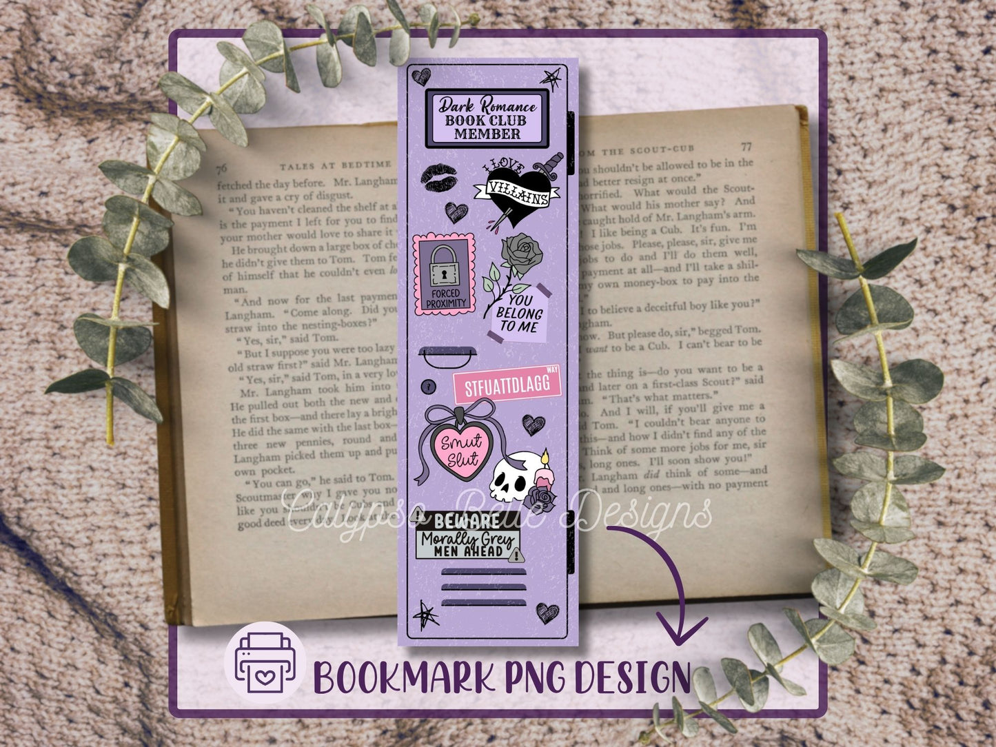 Dark Romance Lockers Bookmark Bundle, Printable Bookmarks Bundle