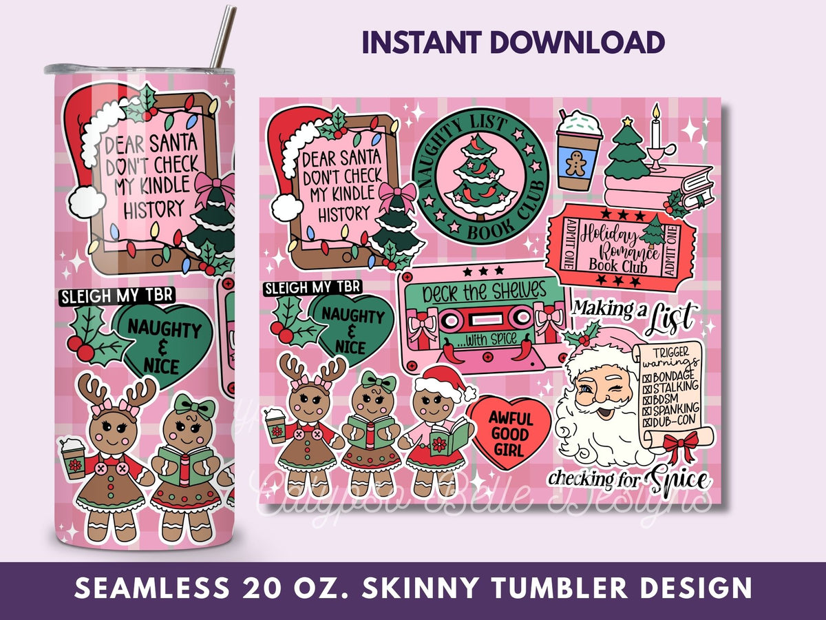 Christmas Smutty Romance Reader 20 oz Skinny Tumbler Seamless Wrap