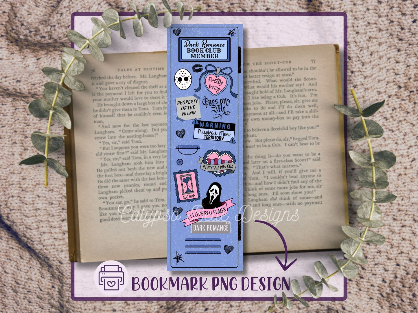 Dark Romance Lockers Bookmark Bundle, Printable Bookmarks Bundle