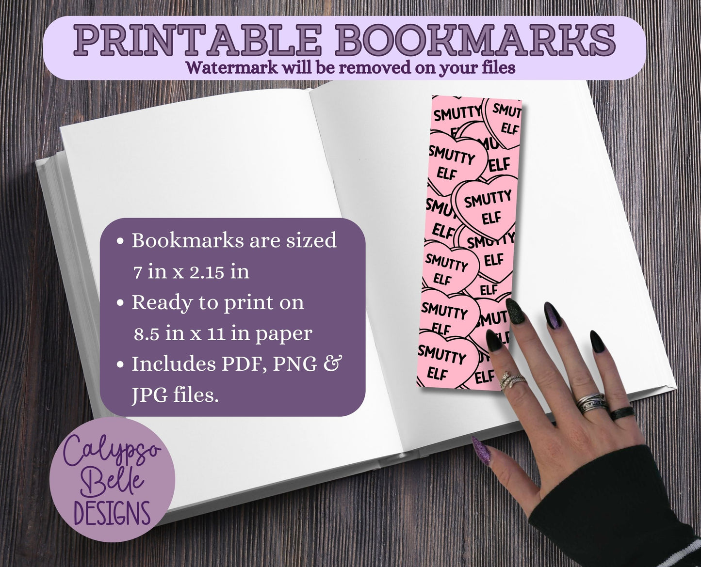 Bookish Christmas Hearts Printable Bookmarks Bundle