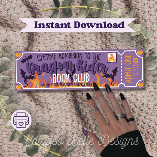Dragon Rider, Fantasy Admit One Book Club Printable Bookmark