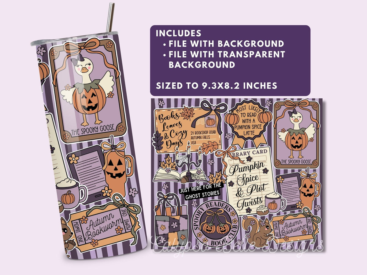 Fall Cozy Romance Reader 20 oz Skinny Tumbler Seamless Wrap
