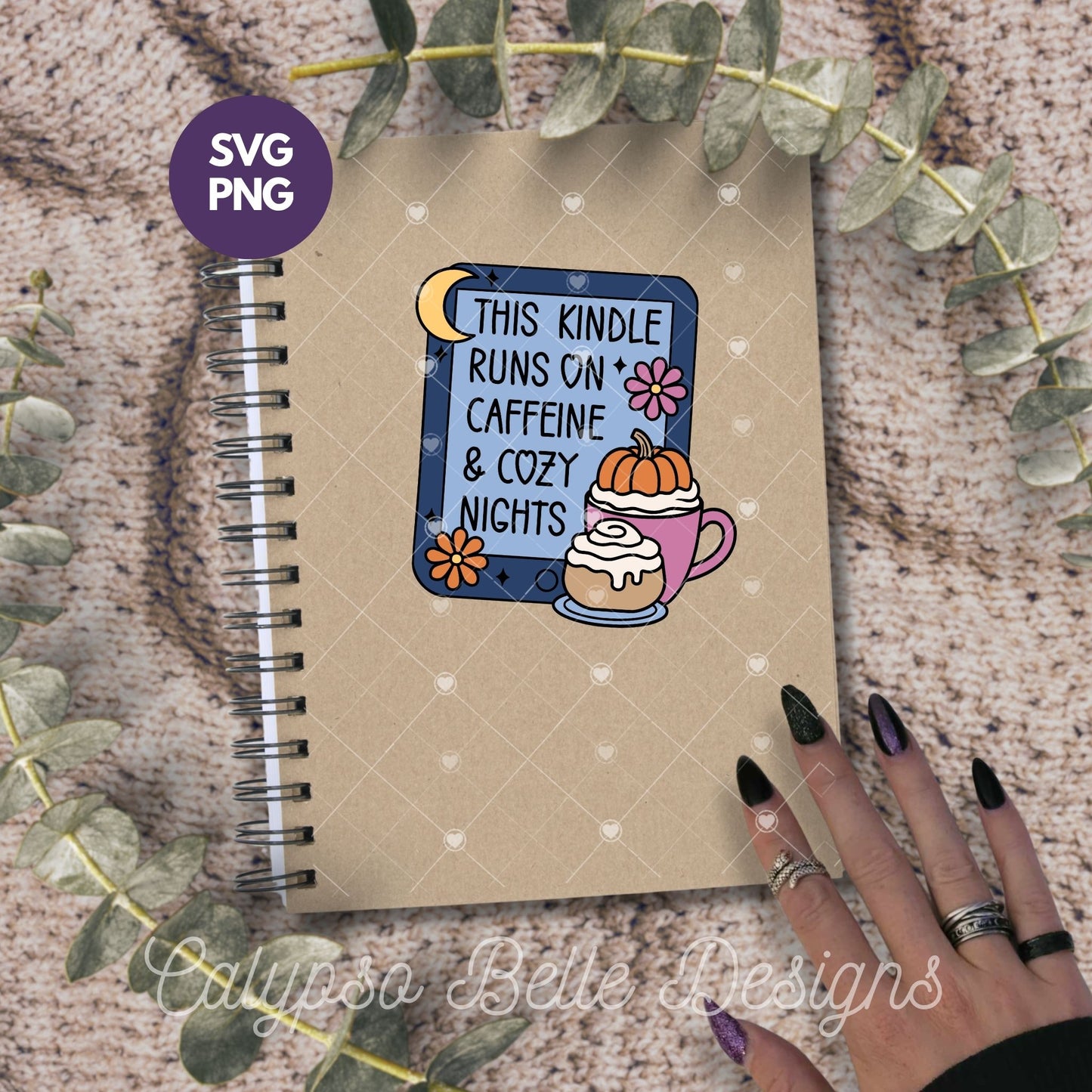 This Kindle Runs on Caffeine & Cozy Nights, Pumpkin Spice, Cozy Bookish Fall Design