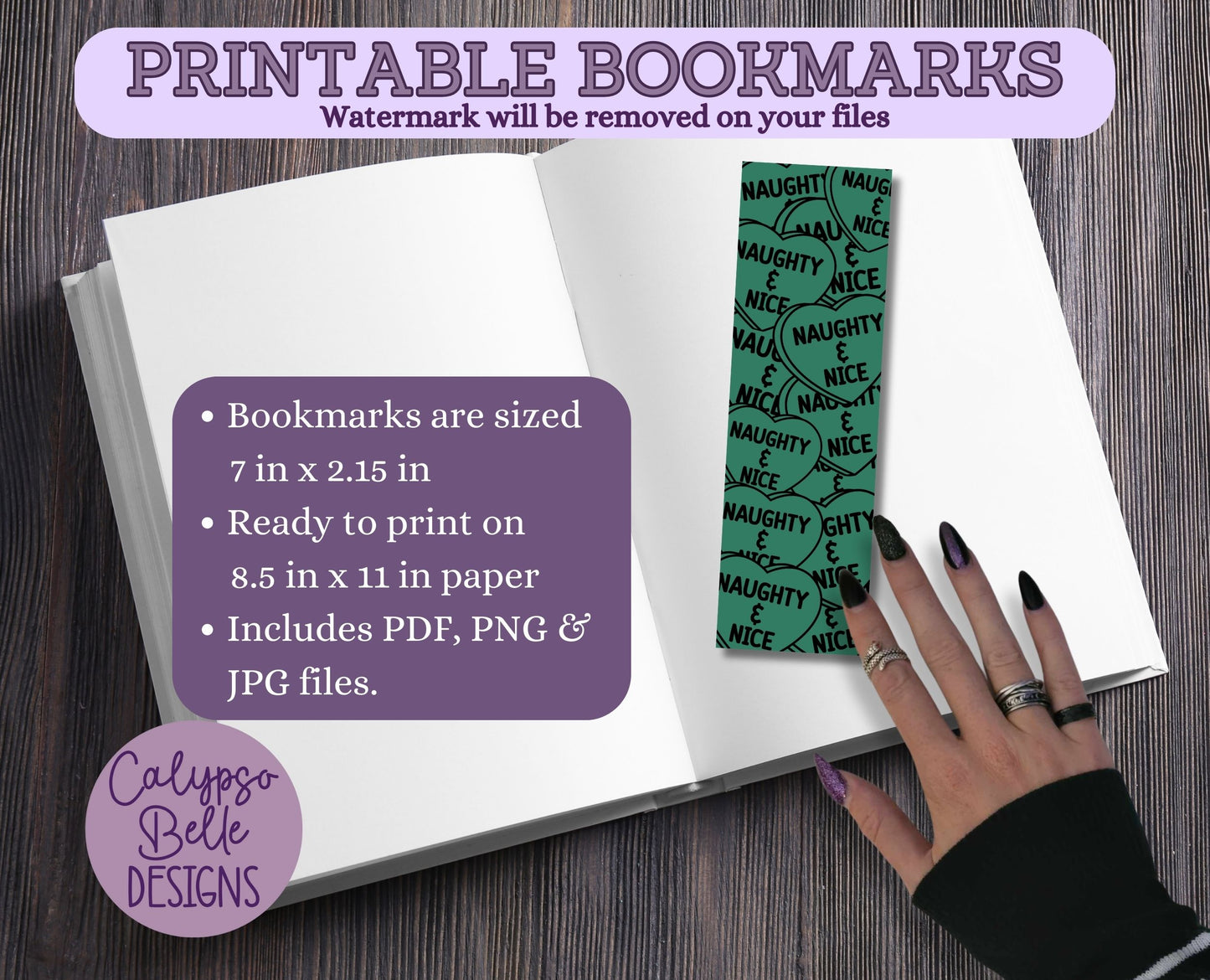 Bookish Christmas Hearts Printable Bookmarks Bundle