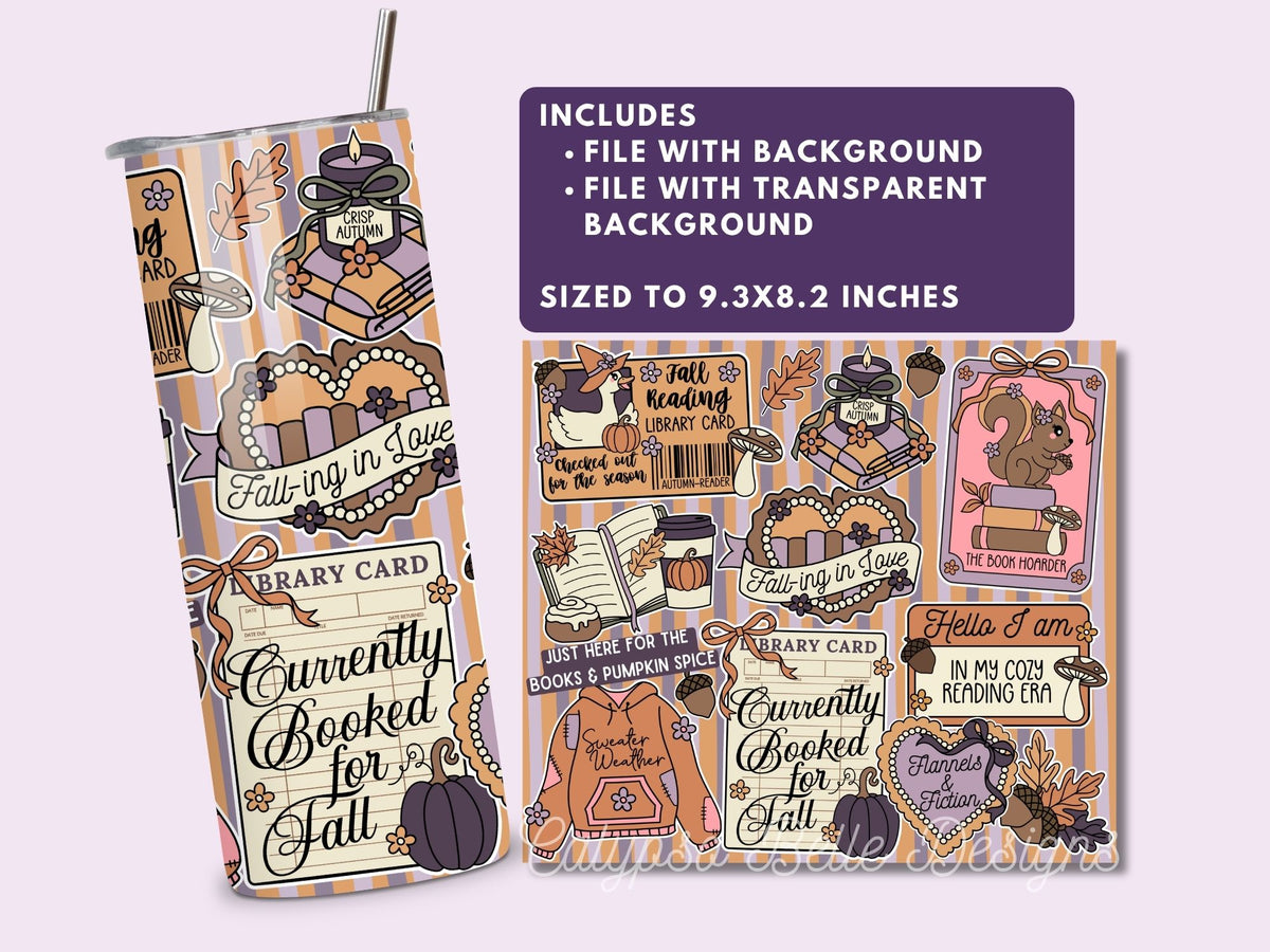 Fall Cozy Romance Reader 20 oz Skinny Tumbler Seamless Wrap