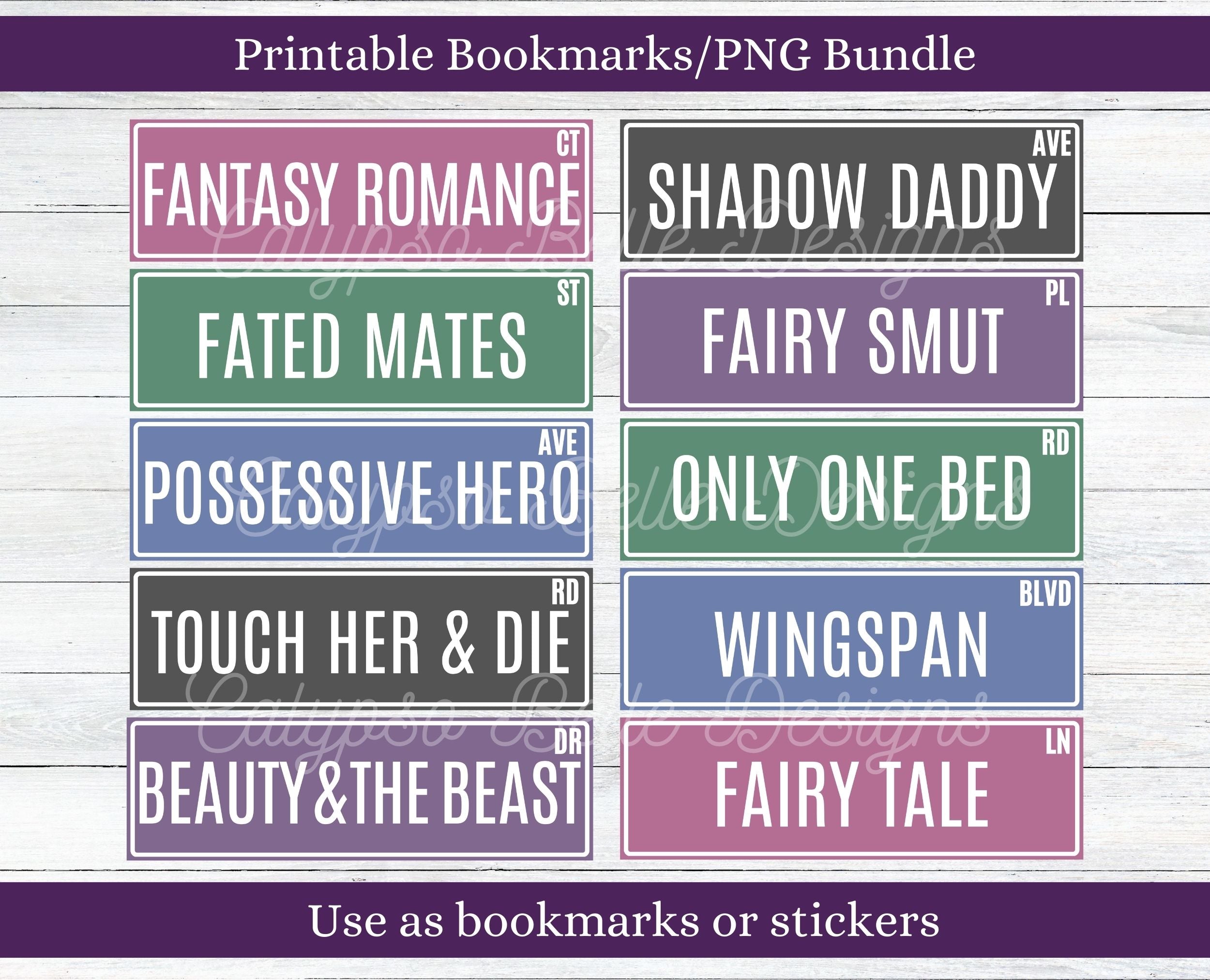 Fantasy Library Street Sign, Printable Bookmarks, Printable Stickers B ...