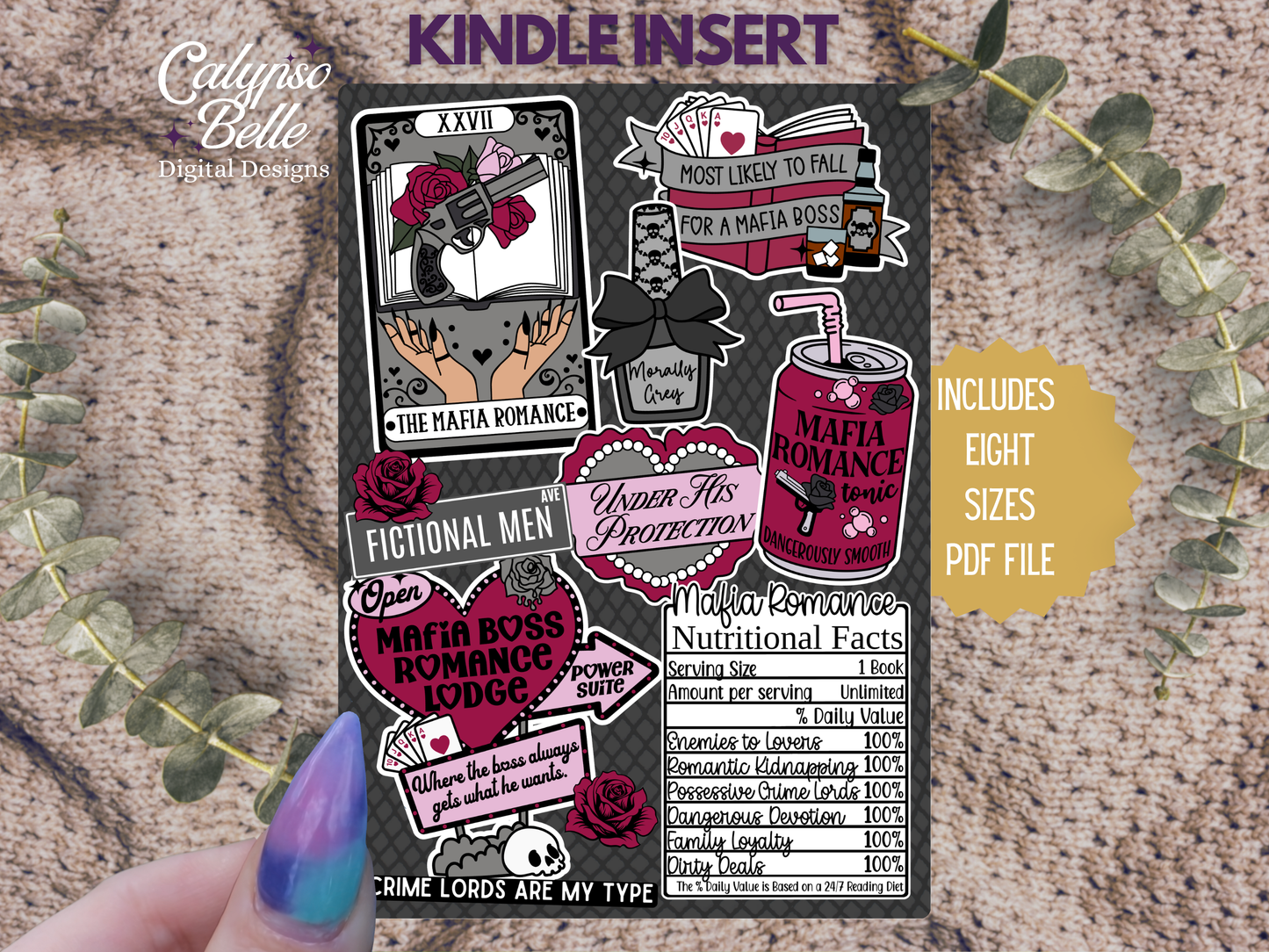 Mafia Romance, Villain Lover, Printable Kindle & Kobo Insert
