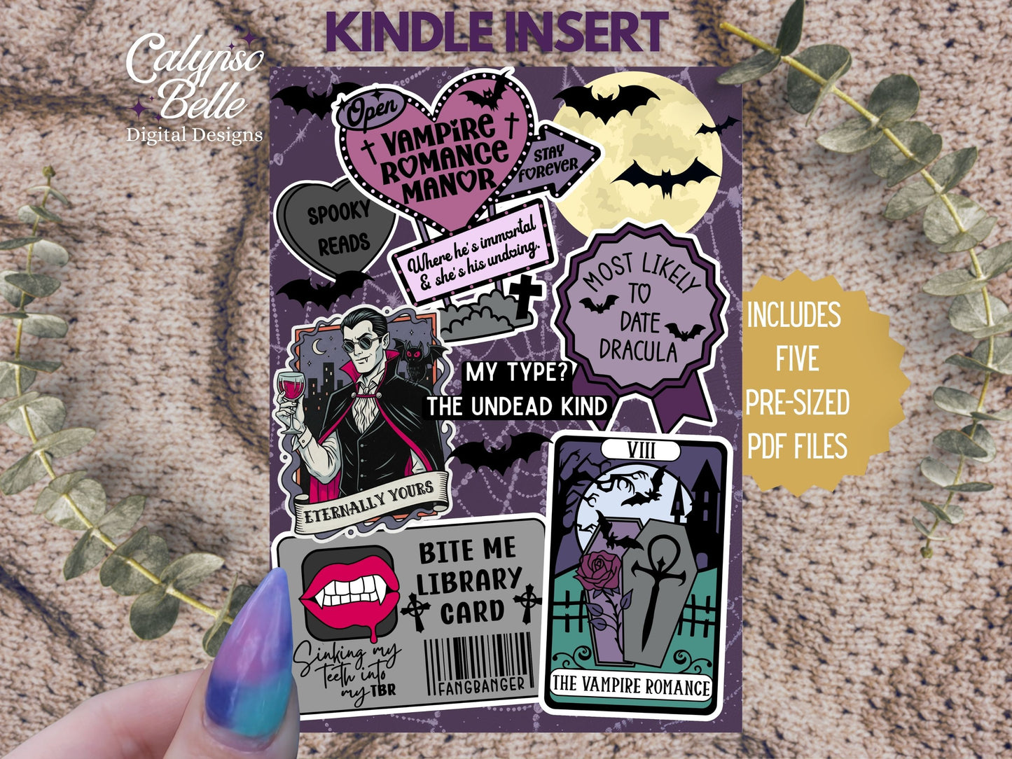 Vampire Romance, Printable Kindle Insert