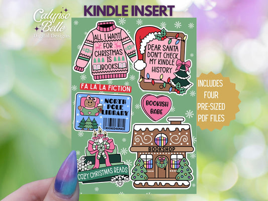 Bookish Christmas, Printable Kindle Insert