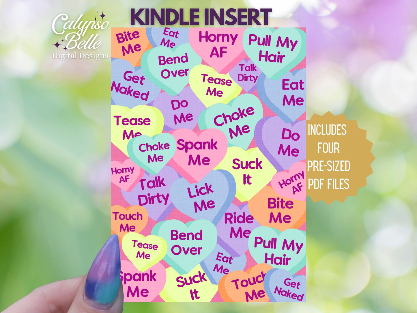 Book Tropes Conversation Hearts, Printable Kindle Insert