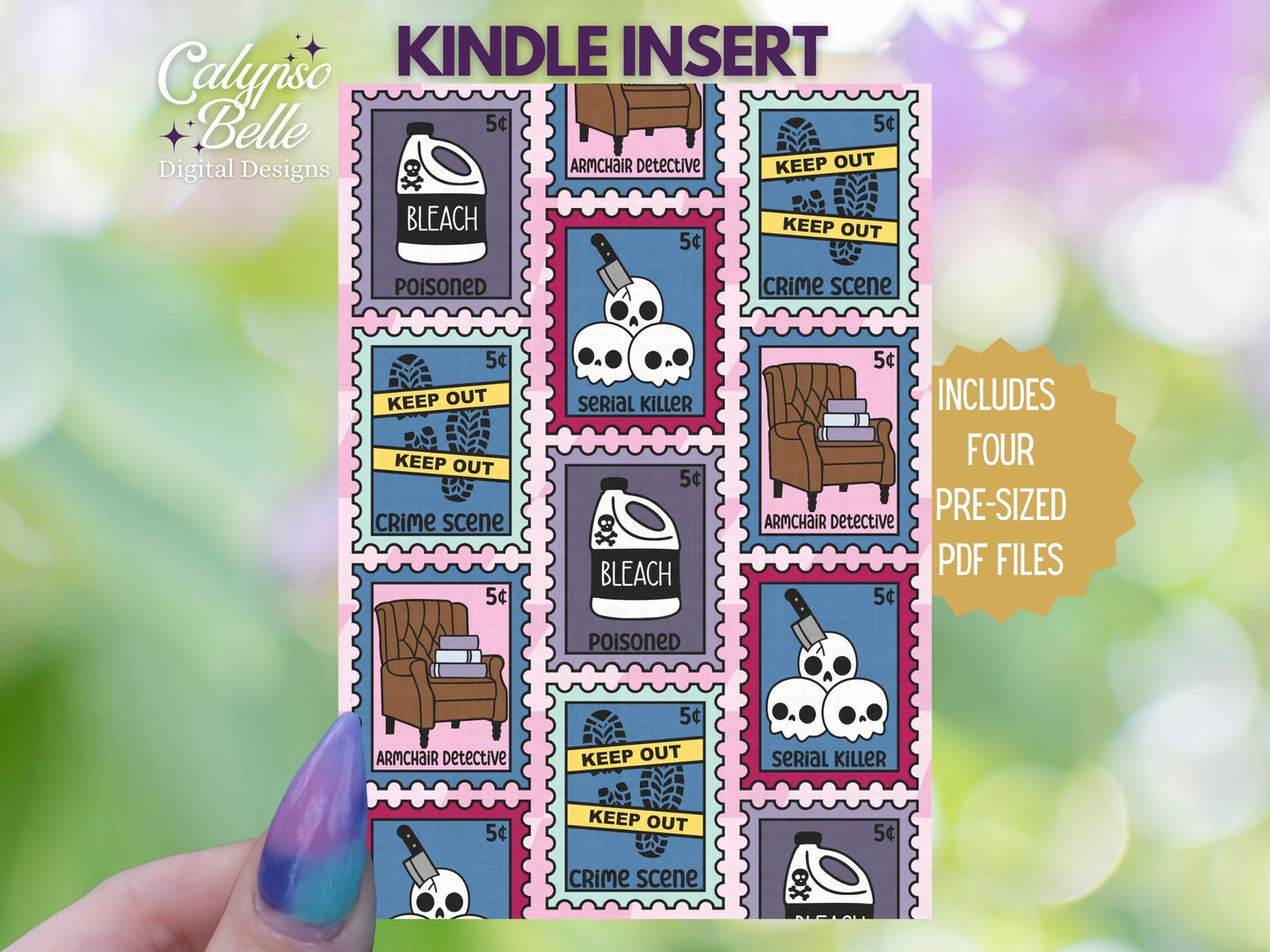 Murder Mystery Trope Stamps, Thriller Reader, Printable Kindle Insert