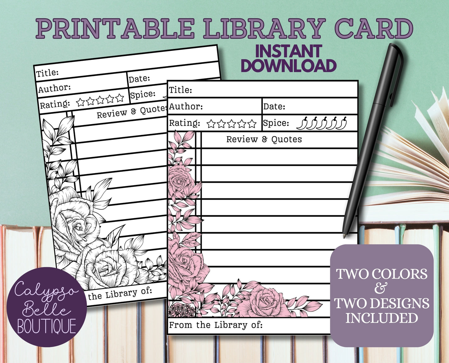 Library Card Printable with Spice Rating