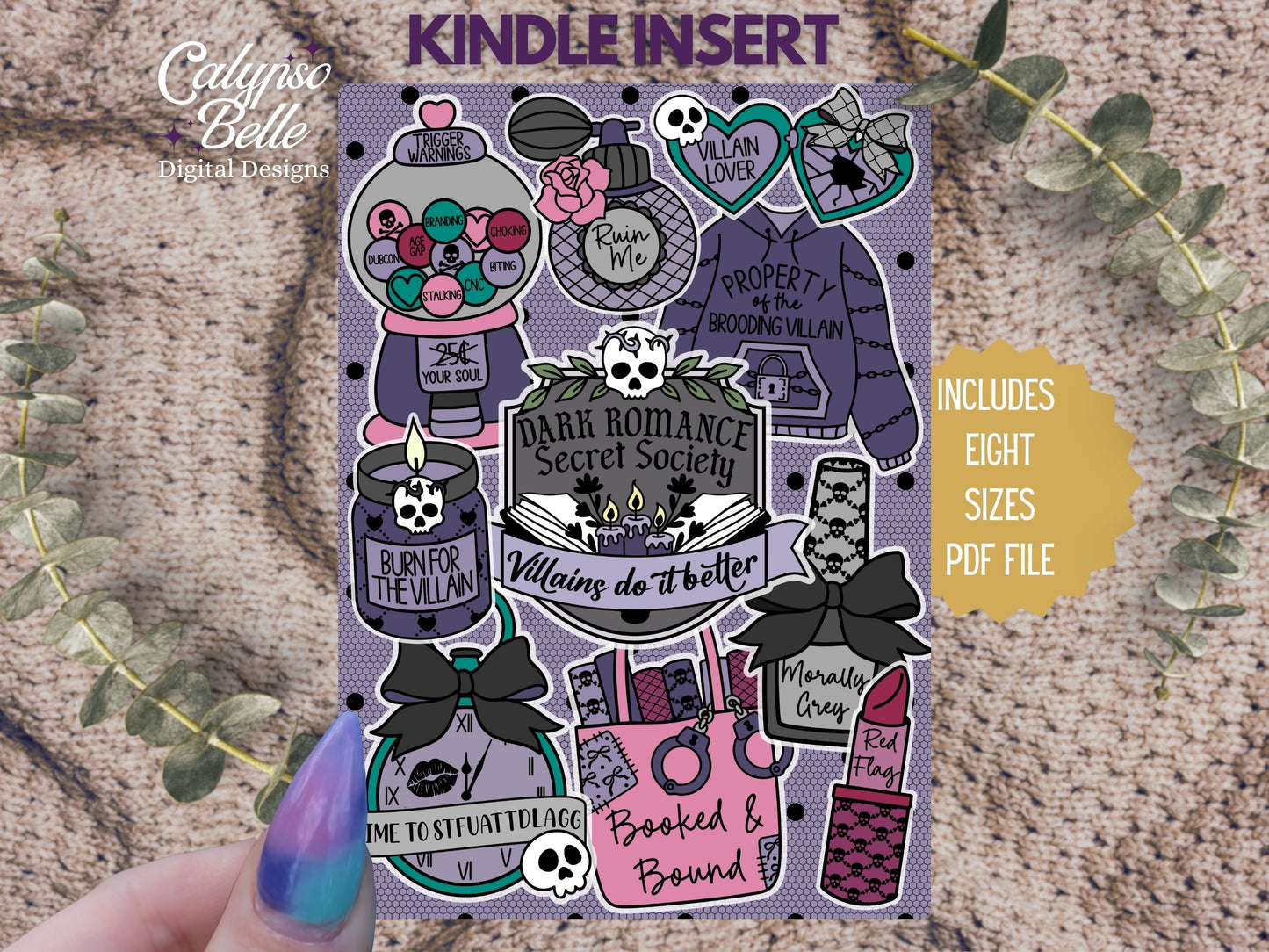 Dark Romance, Villain Lover, Printable Kindle & Kobo Insert
