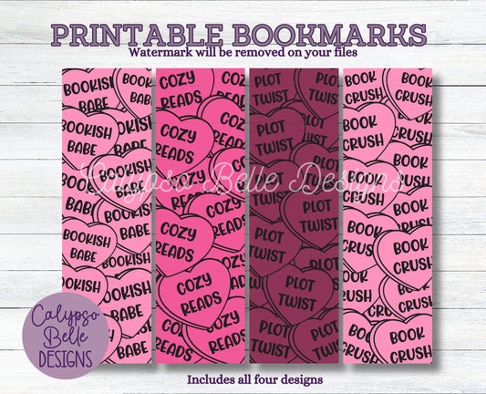 Valentine Hearts Printable Bookmarks, Cozy Reading Bundle