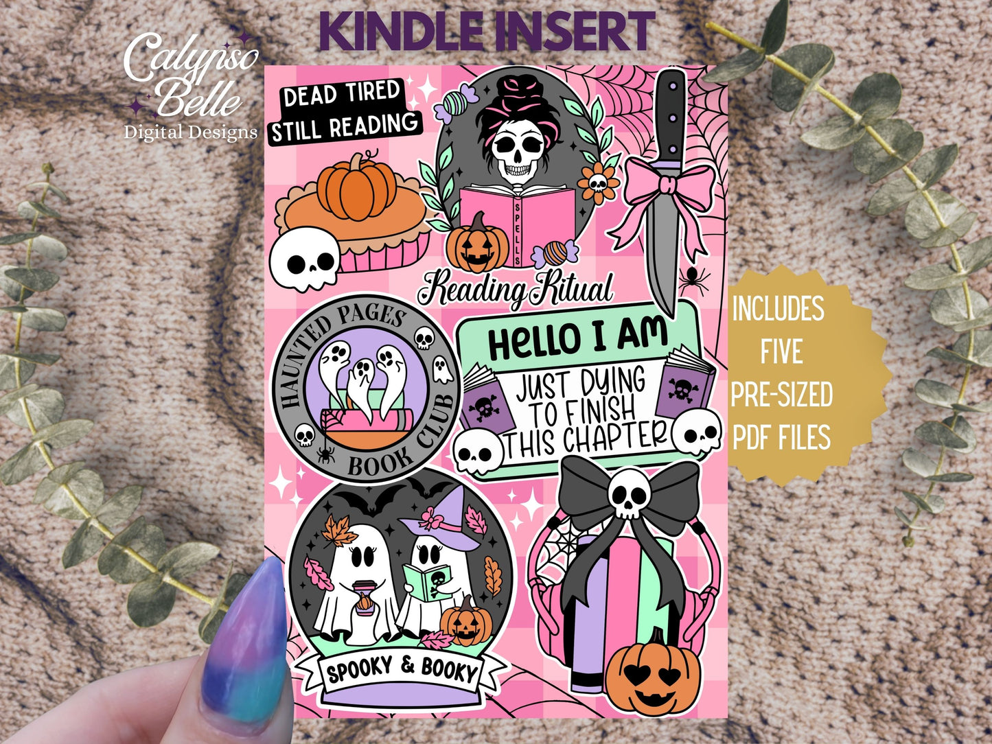 Spooky Bookish Halloween Romance, Printable Kindle Insert
