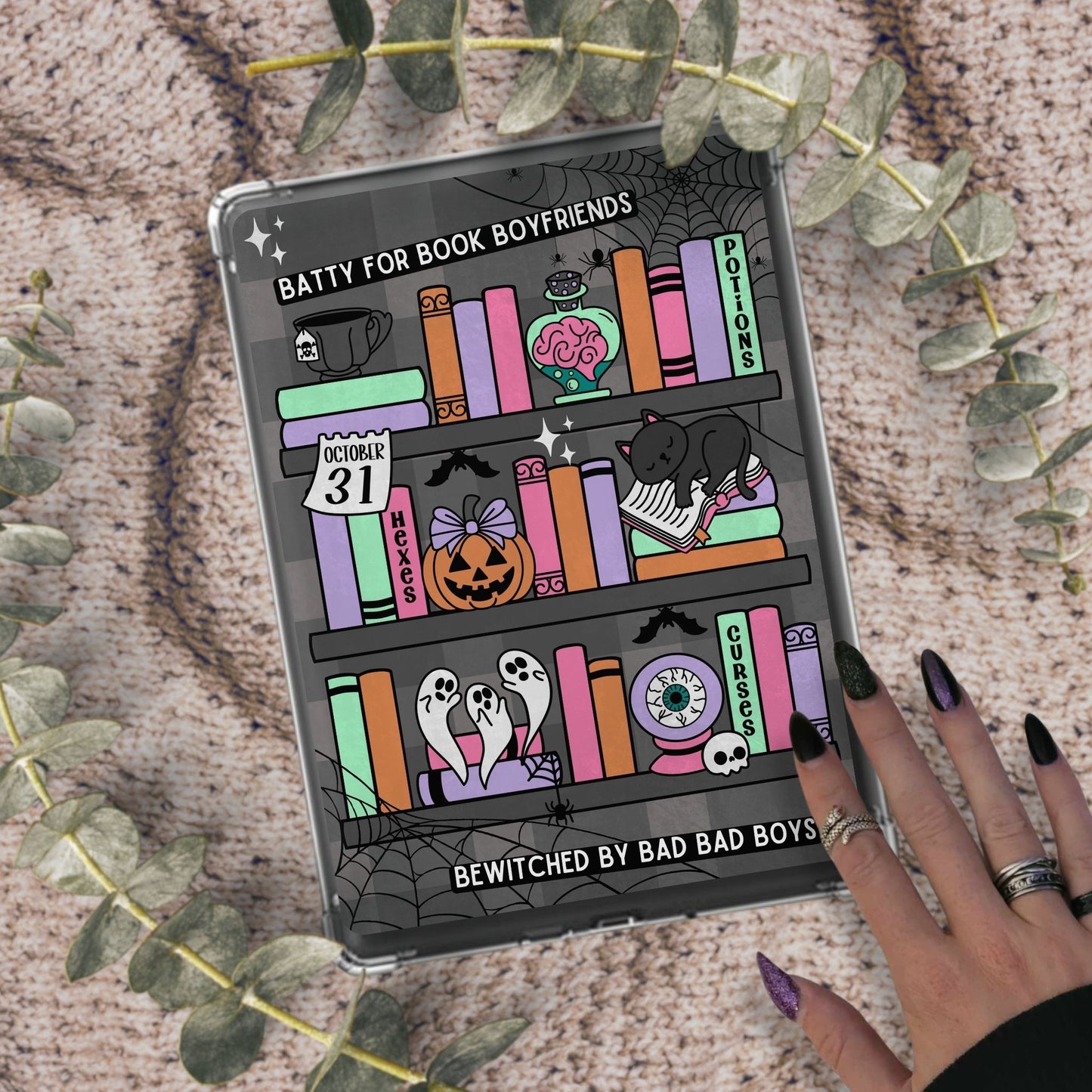 Spooky Halloween Shelf Romance, Printable Kindle Insert