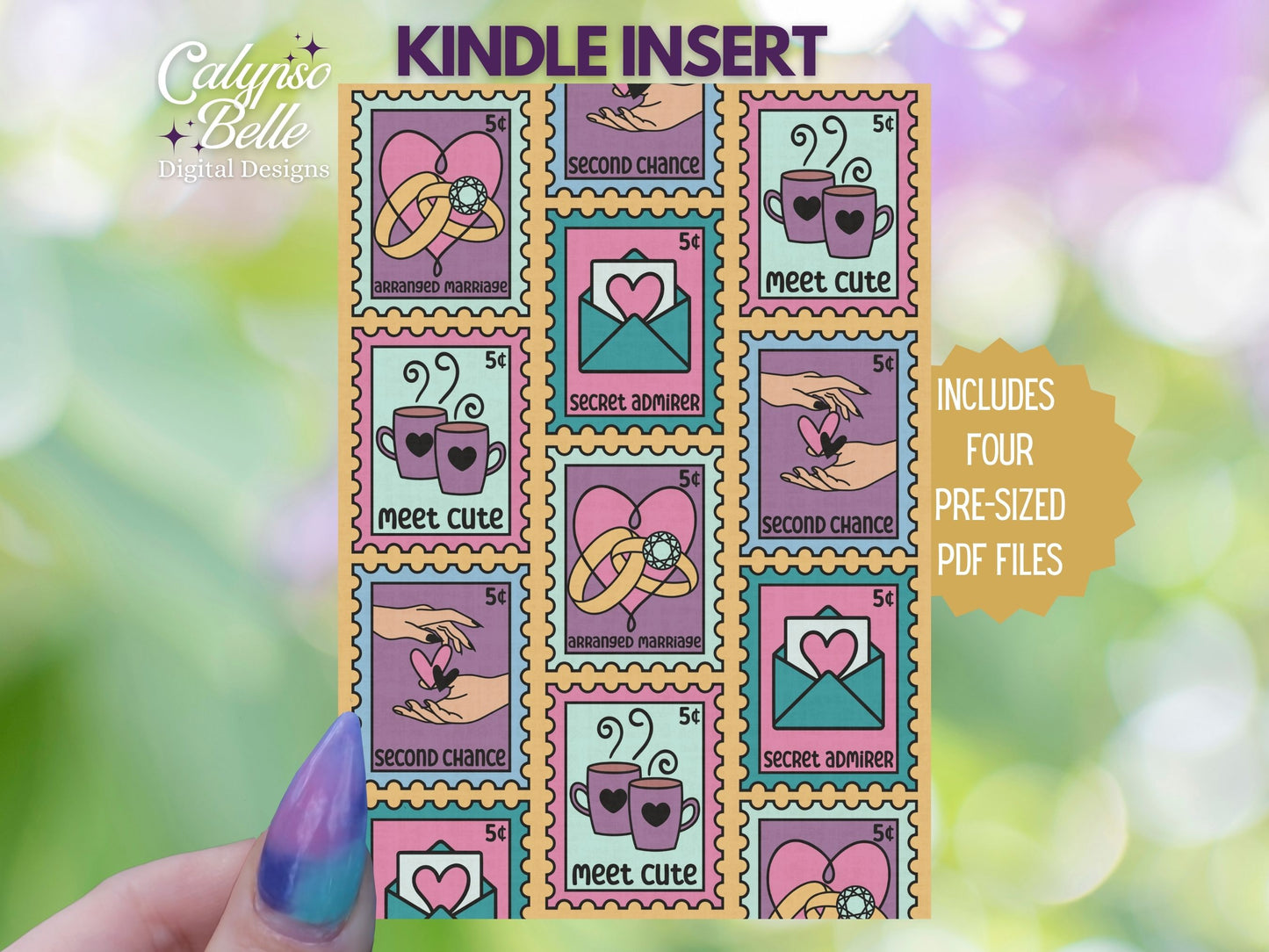 Fluff Romance Trope Stamps, Printable Kindle Insert