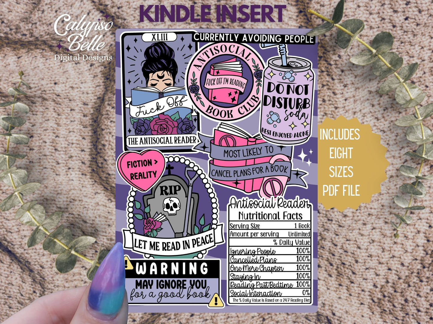 Antisocial Reader, Introvert, Printable Kindle & Kobo Insert