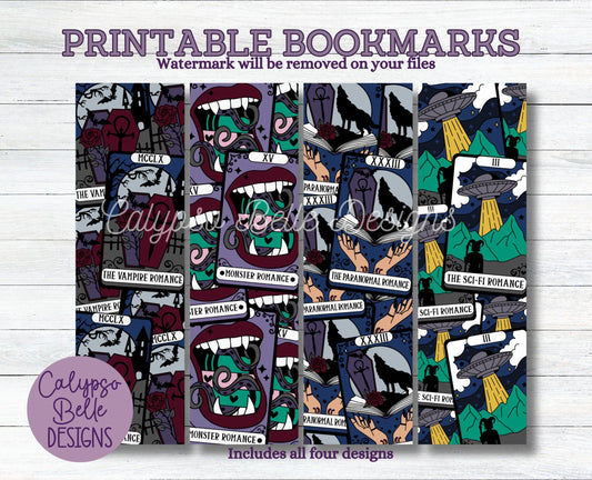 Tarot Card Printable Bookmarks, Paranormal Romance Bundle